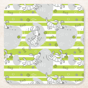Porta-copo De Papel Quadrado cão que joga o fundo do teste padrão