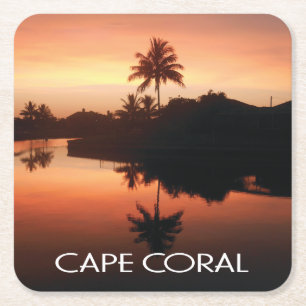 Porta-copo De Papel Quadrado Cape Coral Florida Sunset