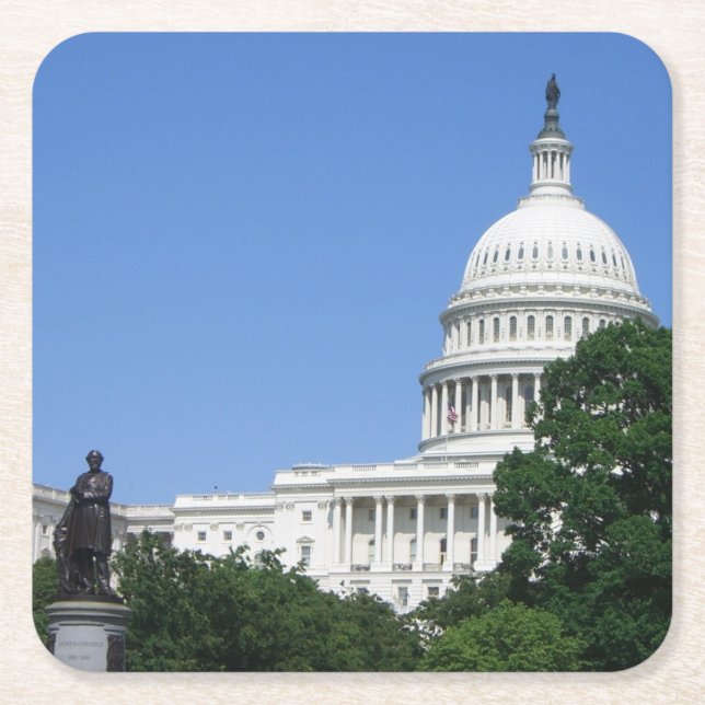 Porta-copo De Papel Quadrado Capitólio em Washington DC (Frente)