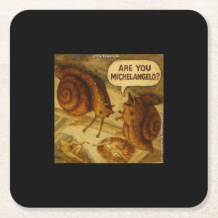 Porta-copo De Papel Quadrado Caracol Curioso & Paródia de Michelangelo Cartoon