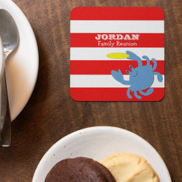 Porta-copo De Papel Quadrado Caranguejo Azul Náutico Vermelho Personalizado