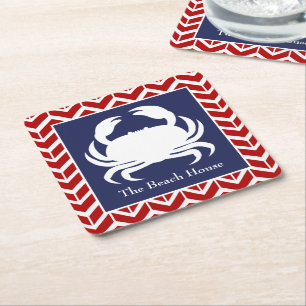 Porta-copo De Papel Quadrado Caranguejo Vermelho Branco e Azul Personalize Fest
