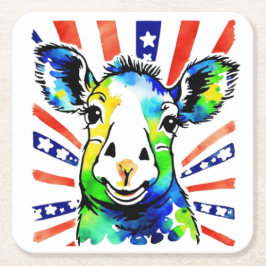 Porta-copo De Papel Quadrado Carneiros coloridos de cor aquosa