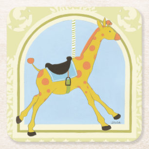 Porta-copo De Papel Quadrado Carousel Giraffe de June Erica Vess