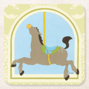 Porta-copo De Papel Quadrado Carousel Horse de June Erica Vess