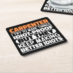 Porta-copo De Papel Quadrado Carpinteiro Tento Fazer Coisas Engraçadas