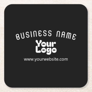 Porta-copo De Papel Quadrado Carregar logotipo preto e branco retrormoderno (ed