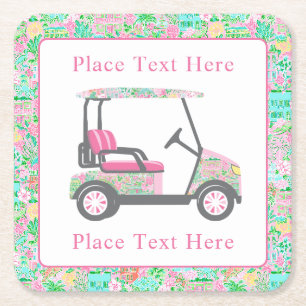 Porta-copo De Papel Quadrado Carrinho de Golfe Preppy Palm Beach