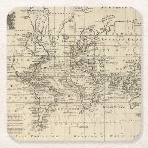 Porta-copo De Papel Quadrado Carta do mundo