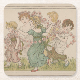 Porta-copo De Papel Quadrado Cartão Antigo do Dia dos Namorados, Kate Greenway,