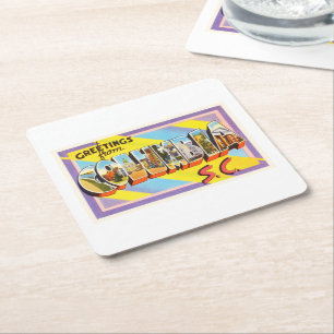 Porta-copo De Papel Quadrado Cartão das viagens vintage do SC de Colômbia Sou