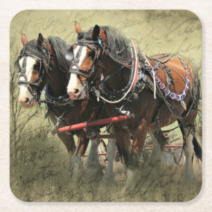 Porta-copo De Papel Quadrado Cartão postal Clydesdale com Vintage Weathered