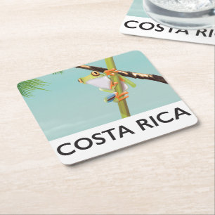 Porta-copo De Papel Quadrado Cartaz de férias do sapo-árvore da Costa Rica