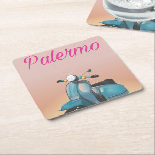 Porta-copo De Papel Quadrado Cartaz de scooter Palermo Itália