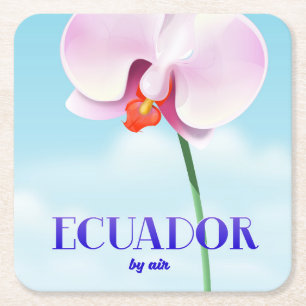 Porta-copo De Papel Quadrado cartaz de viagem de orquídea do Equador