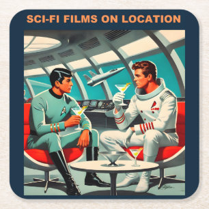 Porta-copo De Papel Quadrado Cartaz de Viagem Espacial Martini Filmes de Ficção