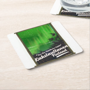 Porta-copo De Papel Quadrado Cartaz de viagem Kakslauttanen Finlândia