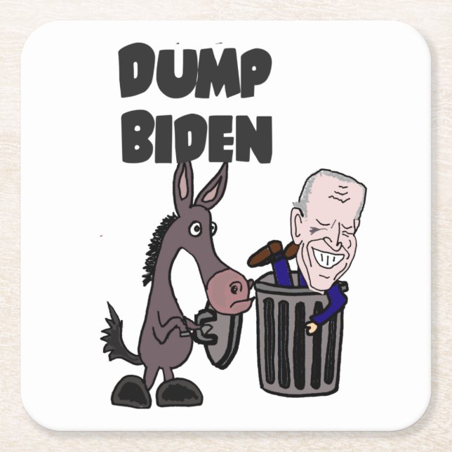 Porta-copo De Papel Quadrado Cartoon Joe Biden (Frente)