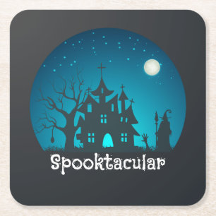 Porta-copo De Papel Quadrado Casa Azul e Negra Assaltada Spooktacular