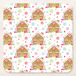 Porta-copo De Papel Quadrado Casa de Biscoito de Gengibre – Design Natalino Cap