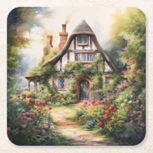 Porta-copo De Papel Quadrado Casa de Campo Inglesa