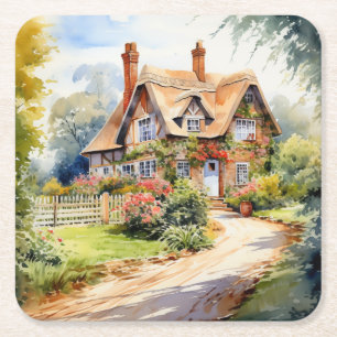 Porta-copo De Papel Quadrado Casa de Campo Inglesa