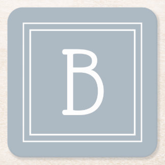 Porta-copo De Papel Quadrado Casa de fazenda moderna monograma azul e branco in