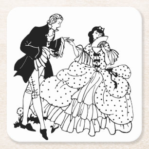Porta-copo De Papel Quadrado Casado Me Casal Vitoriano Silhouette Art