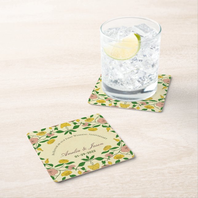 Porta-copo De Papel Quadrado Casais Personalizados 1rua Aniversário de Casament (Insitu)