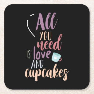 Porta-copo De Papel Quadrado Casal Presente Tudo Que Você Precisa É Amor E Cu