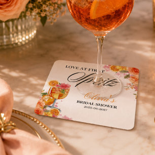 Porta-copo De Papel Quadrado Casamento ao Primeiro Spritz Festa de Chá de Noiva