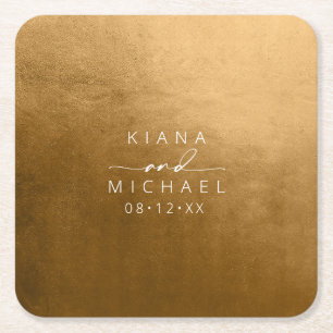 Porta-copo De Papel Quadrado Casamento Aquarela Outono Dourado ID786