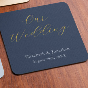 Porta-copo De Papel Quadrado Casamento Azul Opulente