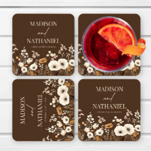 Porta-copo De Papel Quadrado Casamento Boho Jardim Floral Flor Silvestre Selvag