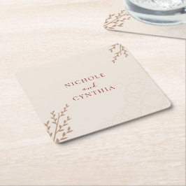 Porta-copo De Papel Quadrado Casamento Boho Moderno Terracota Laranja Queimada