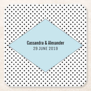 Porta-copo De Papel Quadrado Casamento Bolinhas Moderno Azul