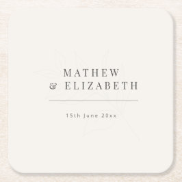 Porta-copo De Papel Quadrado Casamento botânico minimalista | Branco Quente