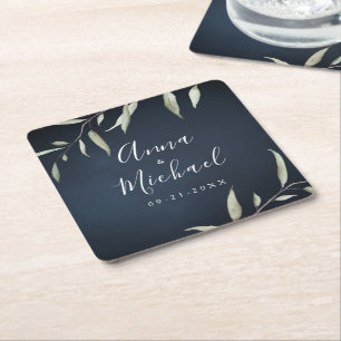 Porta-copo De Papel Quadrado casamento botânico minimalista naval temperamental