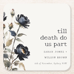 Porta-copo De Papel Quadrado Casamento com Rosa preto de cor branca escura egíp