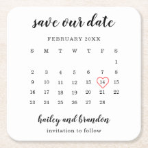 Casamento Coração Vermelho do Calendário Moderno S