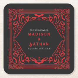 Porta-copo De Papel Quadrado Casamento da Catedral de Vampiro Gótico