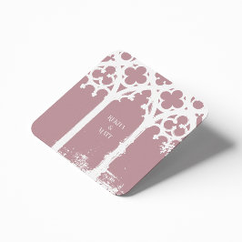 Porta-copo De Papel Quadrado Casamento da Janela Gótica Minimalista (Rosa Pálid