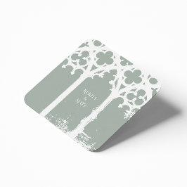 Porta-copo De Papel Quadrado Casamento da Janela Gótica Minimalista (Verde Páli