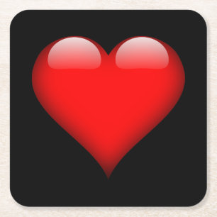 Porta-copo De Papel Quadrado Casamento de Amor com Trendy Heart Vermelho