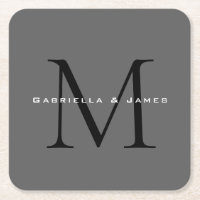 Casamento de Caligrafia com Cinzas Negras Monogram