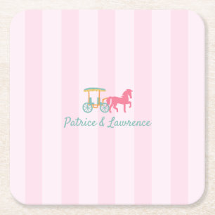 Porta-copo De Papel Quadrado Casamento de Carruagem Desenhada da Ilha Mackinac