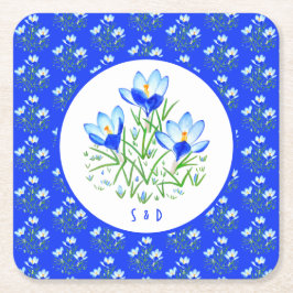 Porta-copo De Papel Quadrado Casamento de Crocuses Azuis