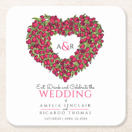 Porta-copo De Papel Quadrado Casamento de desenho monograma de tinta digital de