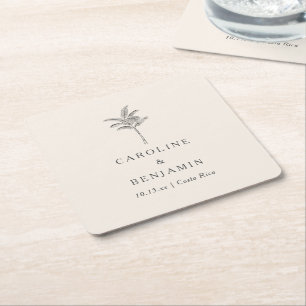 Porta-copo De Papel Quadrado Casamento de Destino Palmeira Personalizado Praia