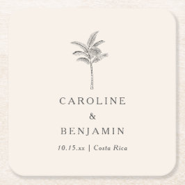 Porta-copo De Papel Quadrado Casamento de Destino Palmeira Personalizado Praia 